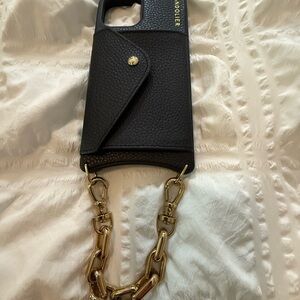 Bandolier Black Phone Case with Gold Chain for IPhone 12 Pro Max